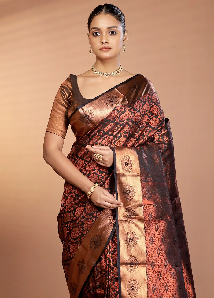 Black Kanjivaram Silk Saree With Blouse Piece
