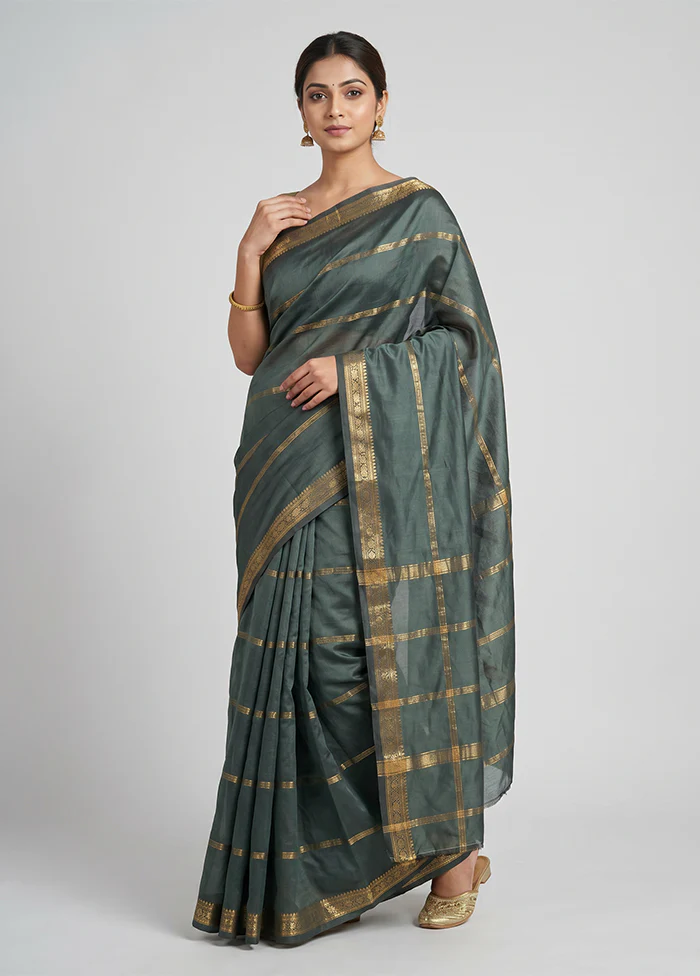 Black Kanjivaram Silk Saree With Blouse Piece