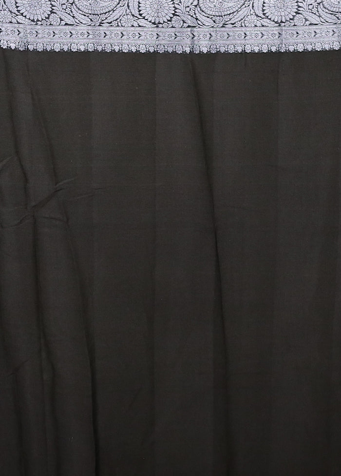 Black Kora Silk Saree With Blouse Piece - Image 5