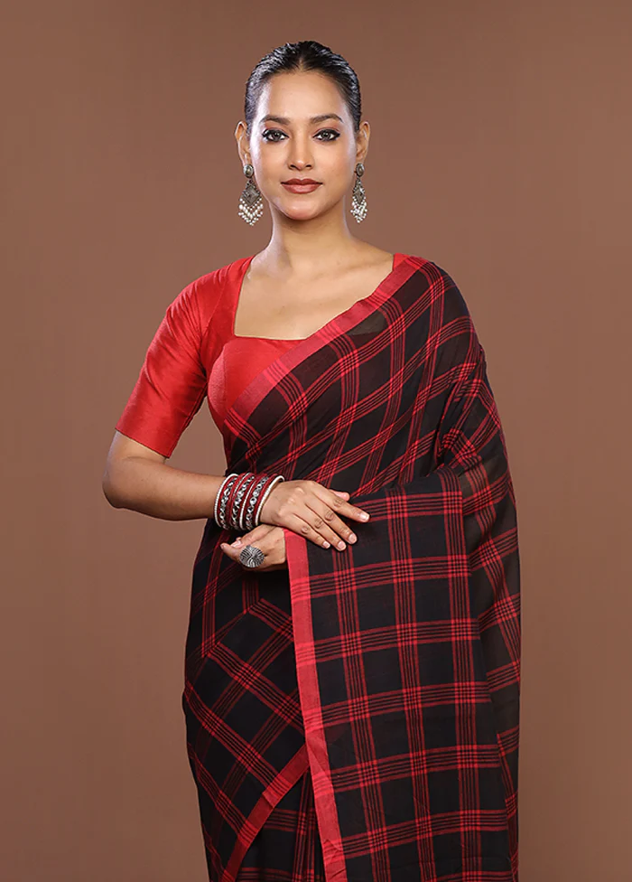 Black Matka Silk Saree With Blouse Piece
