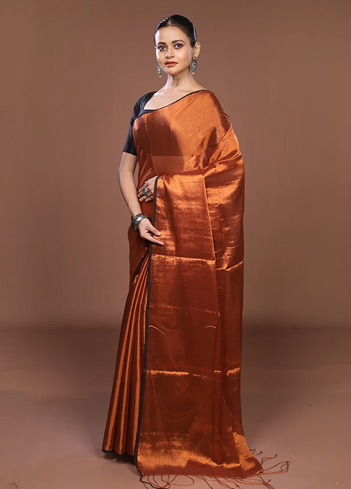 Golden Matka Silk Saree With Blouse Piece - Image 4