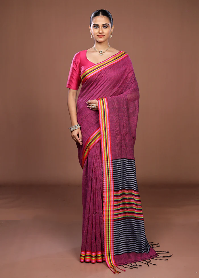 Black Matka Silk Saree With Blouse Piece - Image 2
