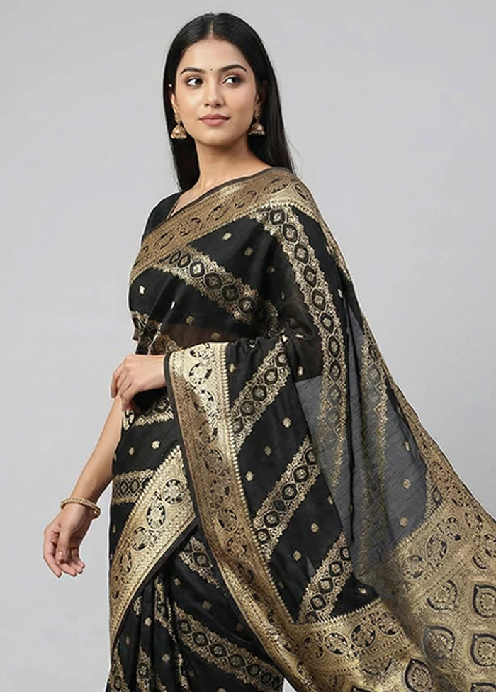 Black Organza Saree With Blouse Piece - Image 2
