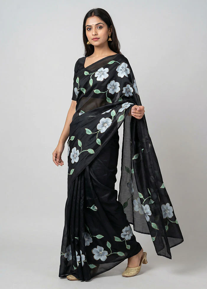 Black Organza Saree With Blouse Piece