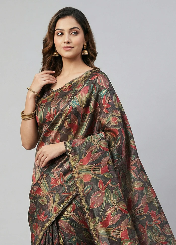 Black Organza Saree With Blouse Piece - Image 2
