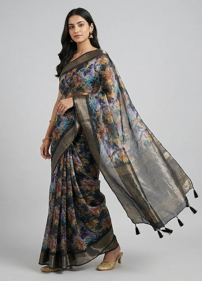 Black Organza Saree With Blouse Piece
