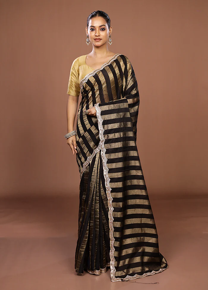Black Organza Saree With Blouse Piece - Image 2