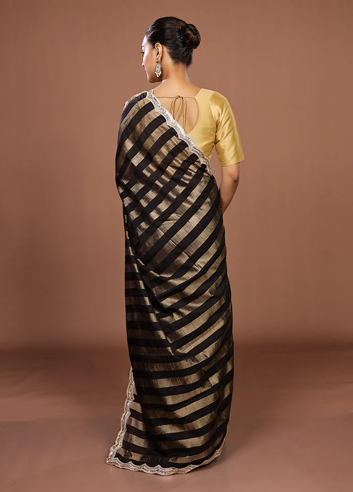 Black Organza Saree With Blouse Piece - Image 3