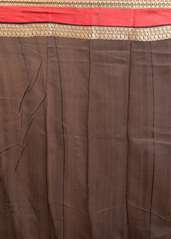 Black Printed Pure Silk Saree Without Blouse Piece - Image 5