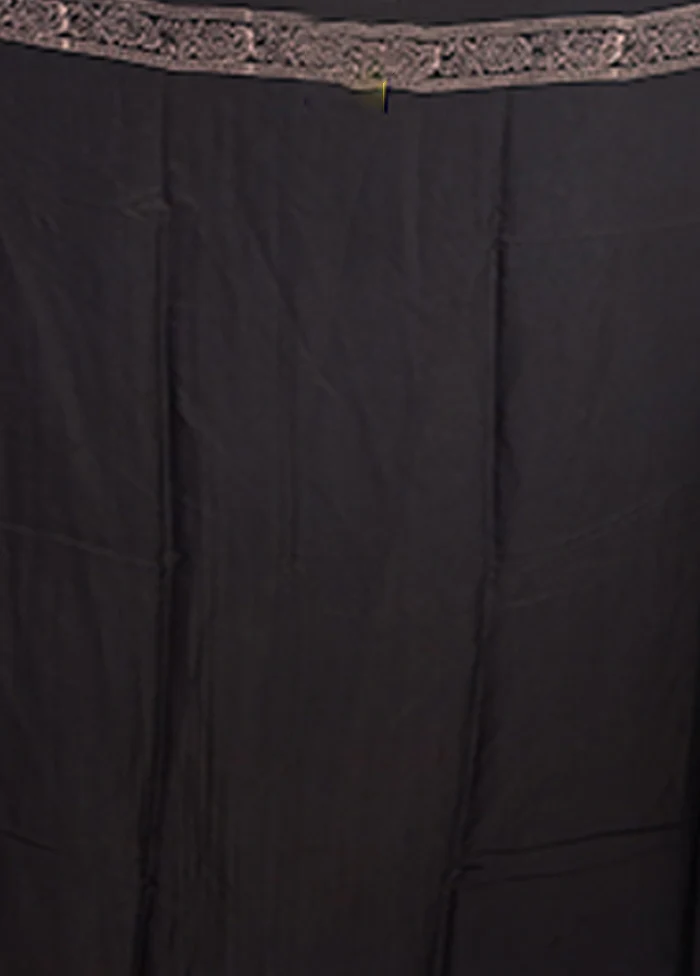 Black Printed Pure Silk Saree Without Blouse Piece - Image 5