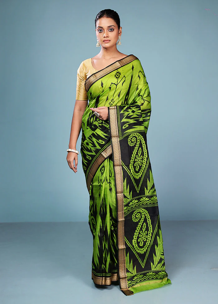 Black Printed Pure Silk Saree Without Blouse Piece - Image 2