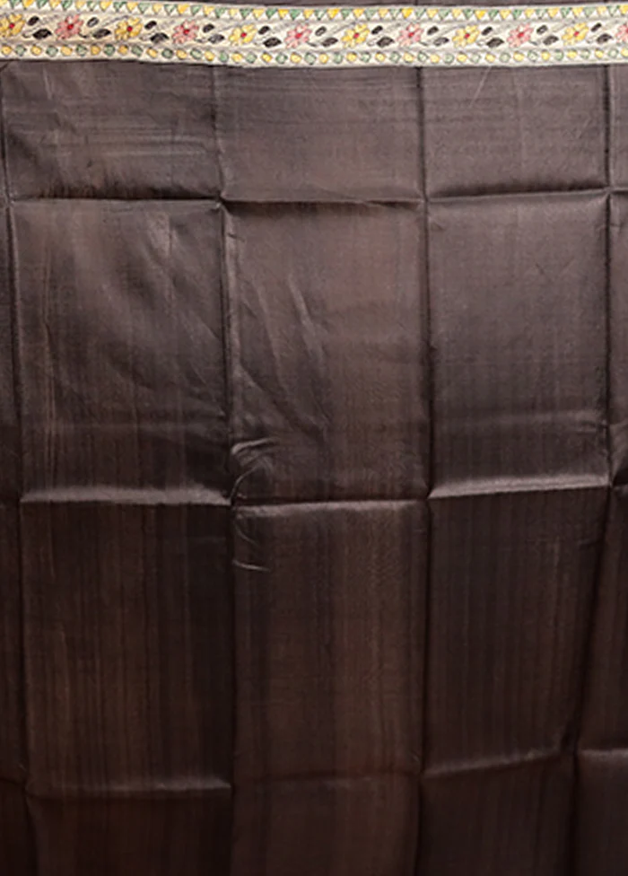 Black Printed Pure Silk Saree Without Blouse Piece - Image 5