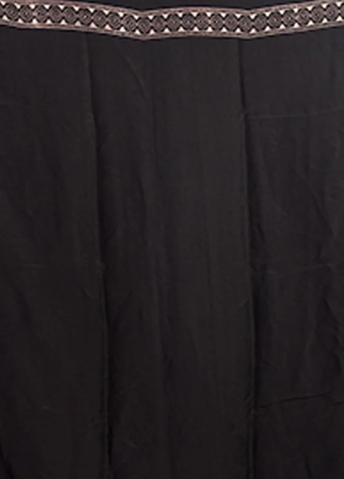 Black Printed Pure Silk Saree Without Blouse Piece - Image 5