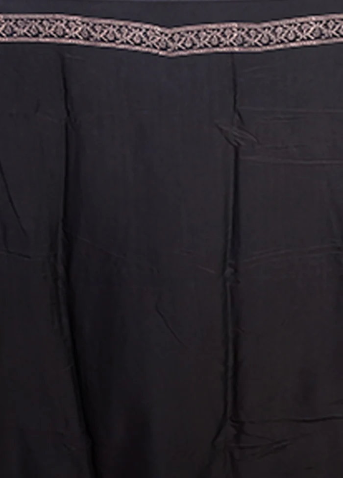 Black Printed Pure Silk Saree Without Blouse Piece - Image 5
