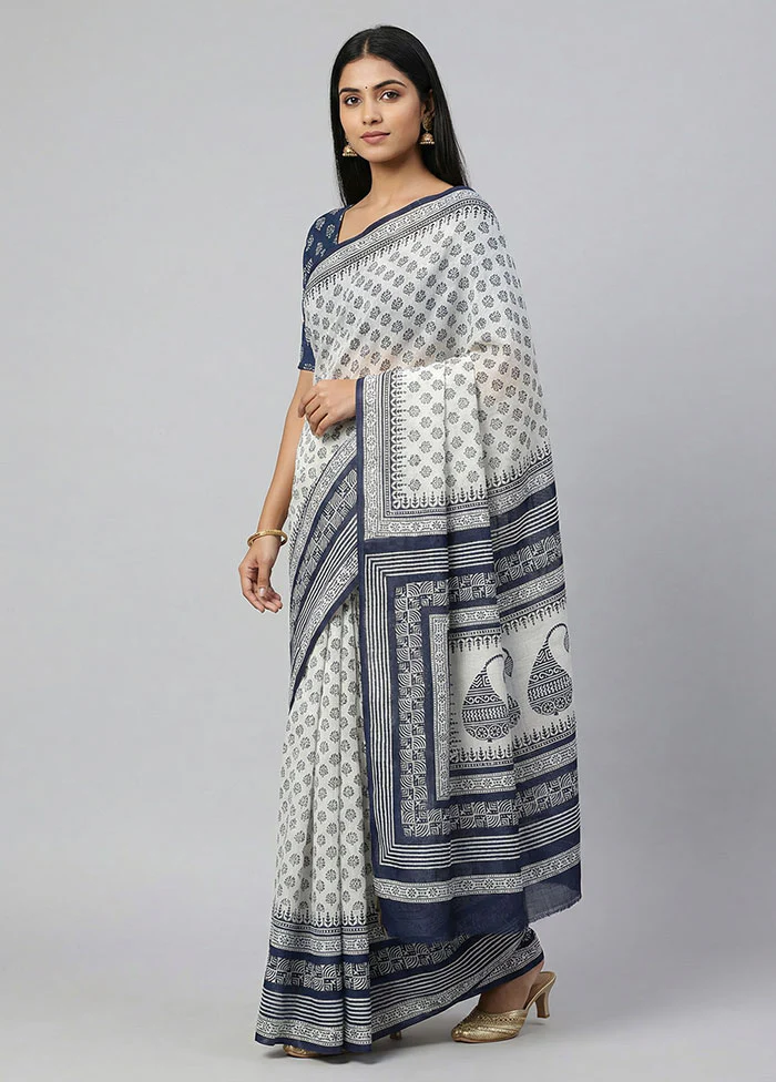 Black Printed Silk Saree Without Blouse Piece