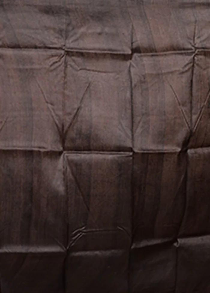 Black Printed Pure Silk Saree Without Blouse Piece - Image 5