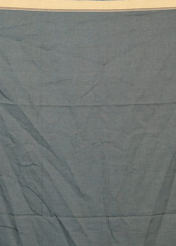 Black Pure Cotton Saree Without Blouse Piece - Image 5