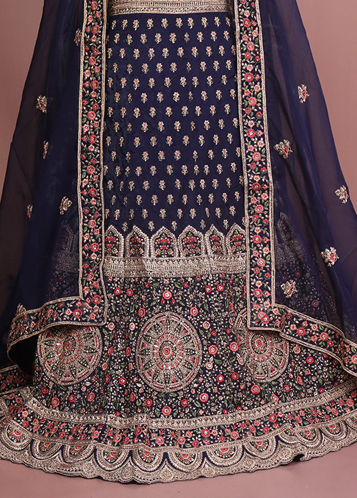 Black Pure SIlk Dupatta Lehenga Set - Image 2