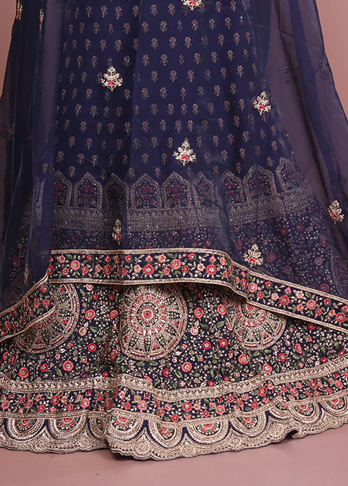 Black Pure SIlk Dupatta Lehenga Set - Image 3