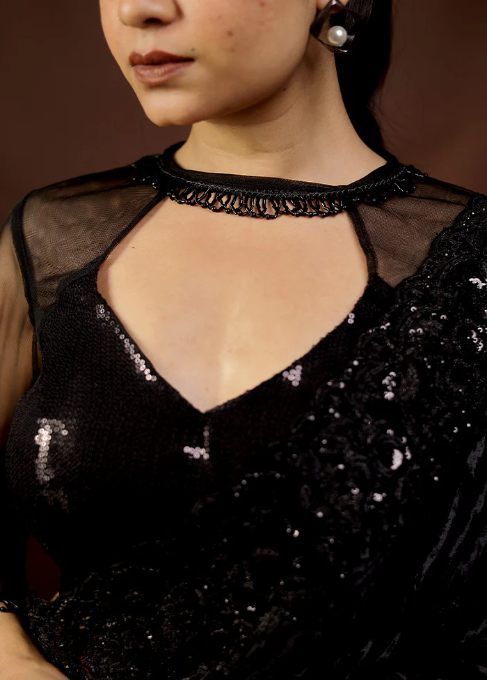 Black Sequin Designer Blouse - Image 3