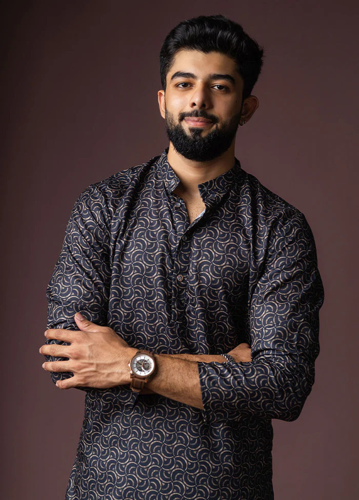 Black Silk Kurta & Pajama Set - Image 2