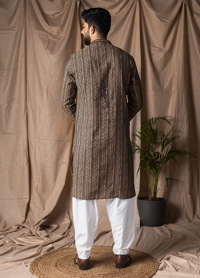 Black Silk Kurta & Pajama Set - Image 3