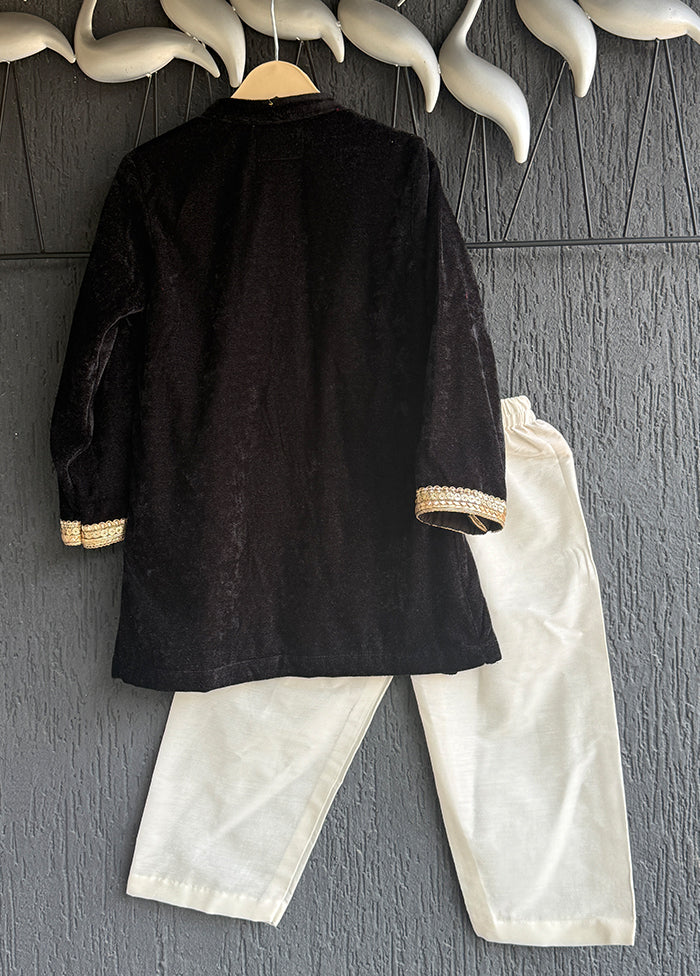 Black Silk Kurta & Pajama Set - Image 3