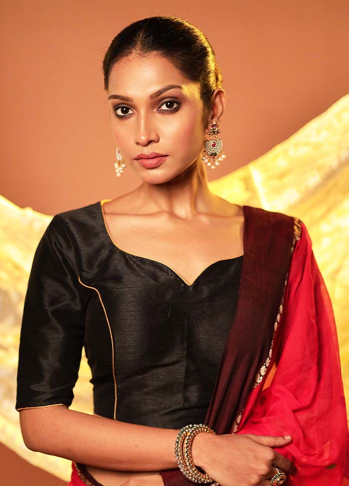 Black Sweetheart Neck Designer Blouse Piece - Image 3