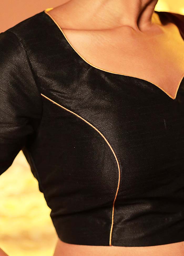 Black Sweetheart Neck Designer Blouse Piece - Image 4