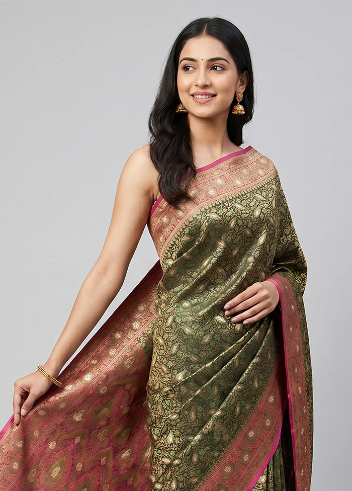 Black Tanchoi Silk Saree With Blouse Piece - Image 2