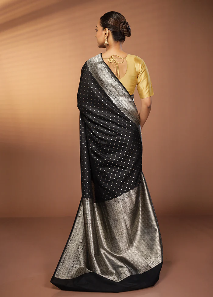 Black Uppada Silk Saree With Blouse Piece - Image 3