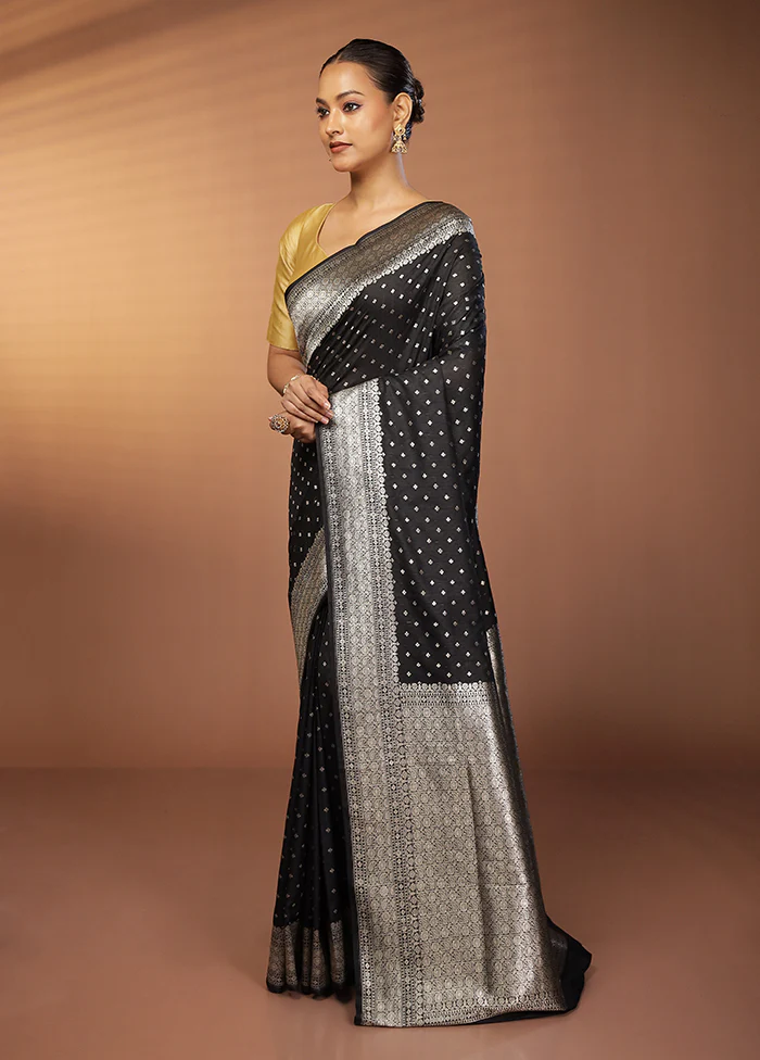 Black Uppada Silk Saree With Blouse Piece - Image 4