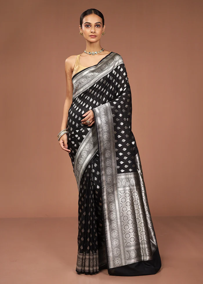 Black Uppada Silk Saree With Blouse Piece - Image 2