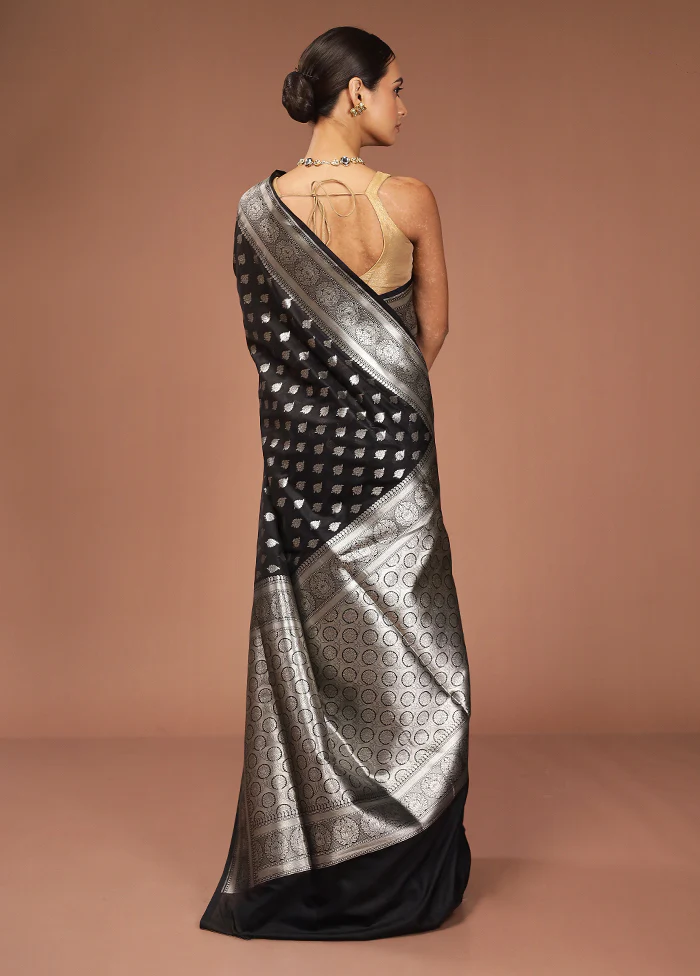 Black Uppada Silk Saree With Blouse Piece - Image 3
