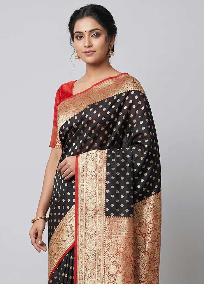 Black Uppada Silk Saree With Blouse Piece - Image 2