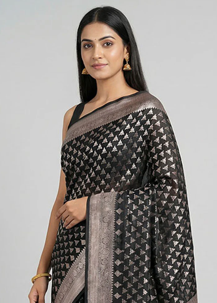Black Uppada Silk Saree With Blouse Piece - Image 2