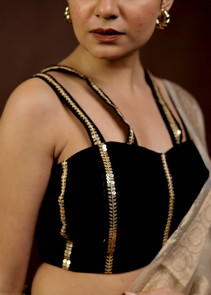Black Velvet Designer Blouse - Image 3