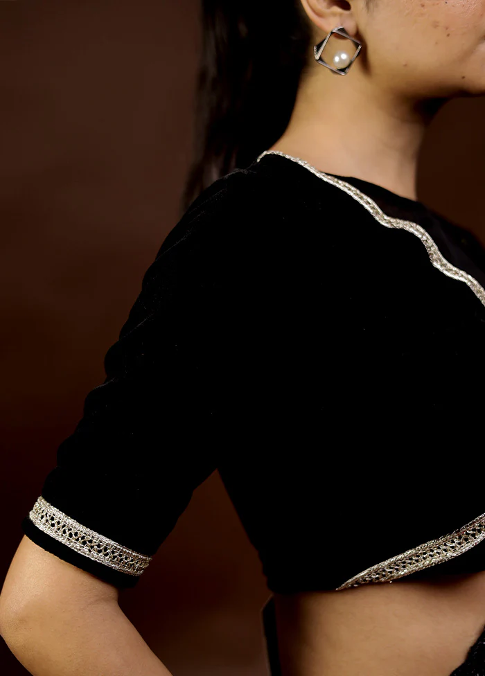 Black Velvet Designer Blouse - Image 3