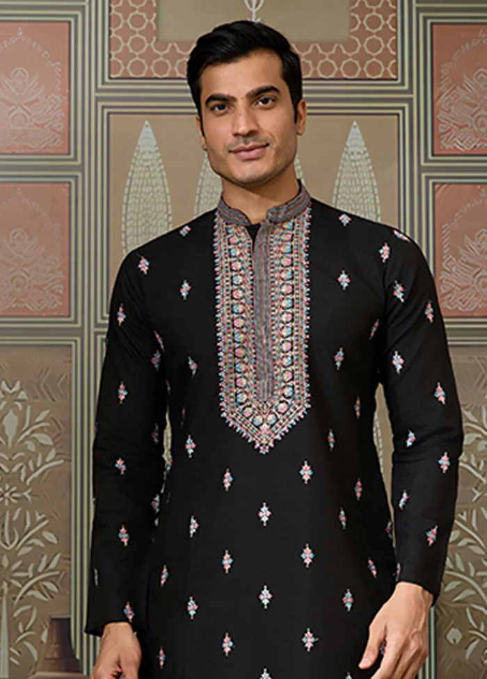 Black Viscose Kurta & Pajama Set - Image 2