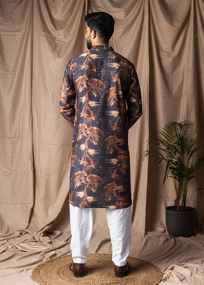 Black Viscose Kurta & Pajama Set - Image 3