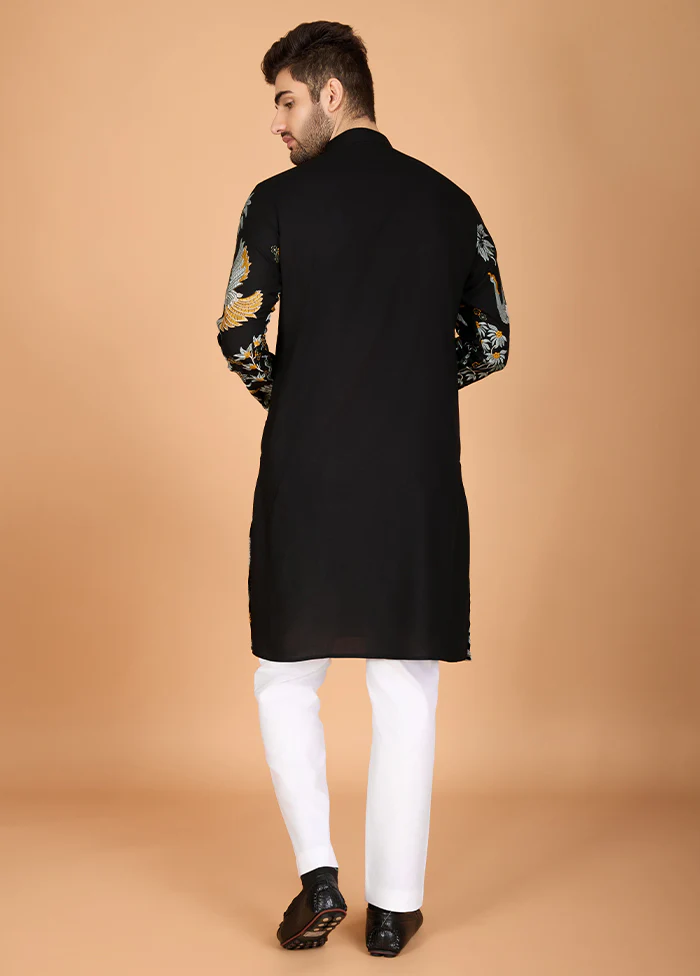 Black Viscose Kurta - Image 3