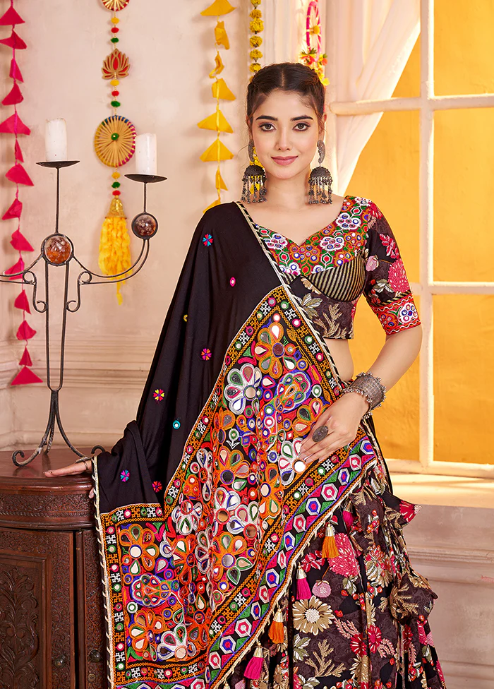 Black Viscose Lehenga Set - Image 2