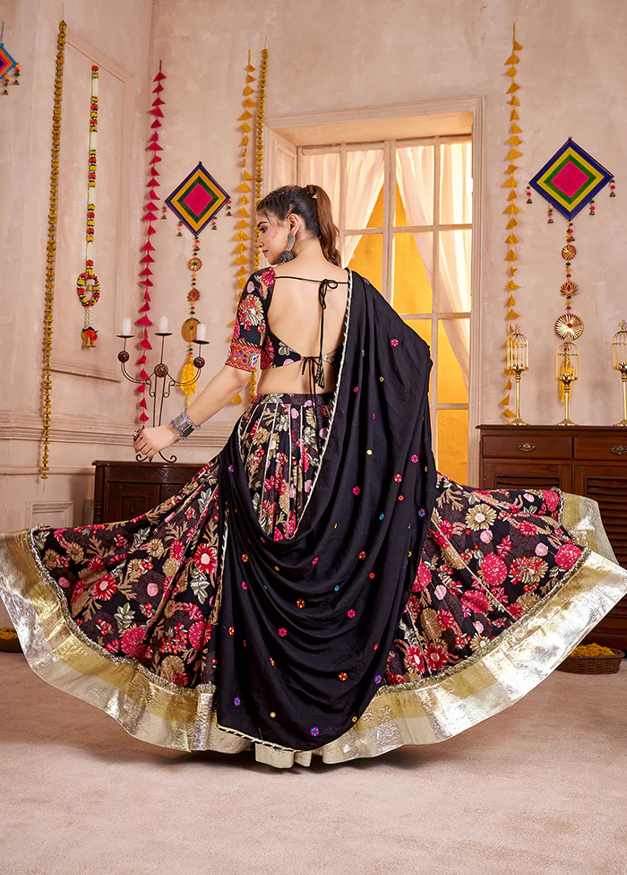 Black Viscose Lehenga Set - Image 3