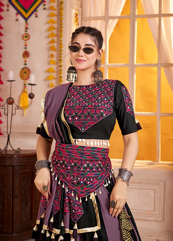 Black Viscose Lehenga Set - Image 2