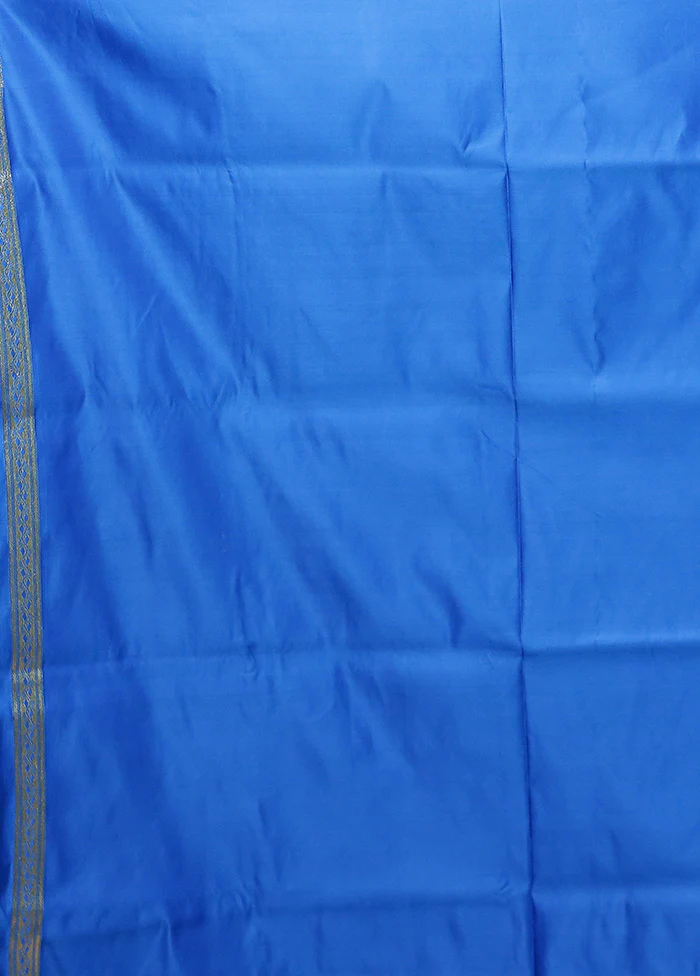 Blue Banarasi Silk Saree With Blouse Piece - Image 5