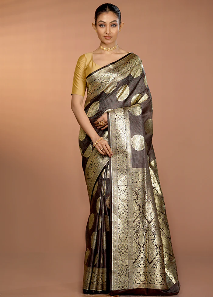 Blue Banarasi Silk Saree With Blouse Piece - Image 2