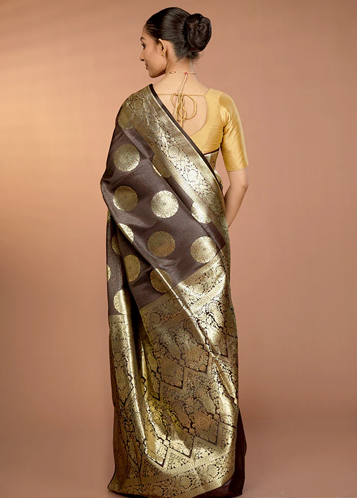 Blue Banarasi Silk Saree With Blouse Piece - Image 3