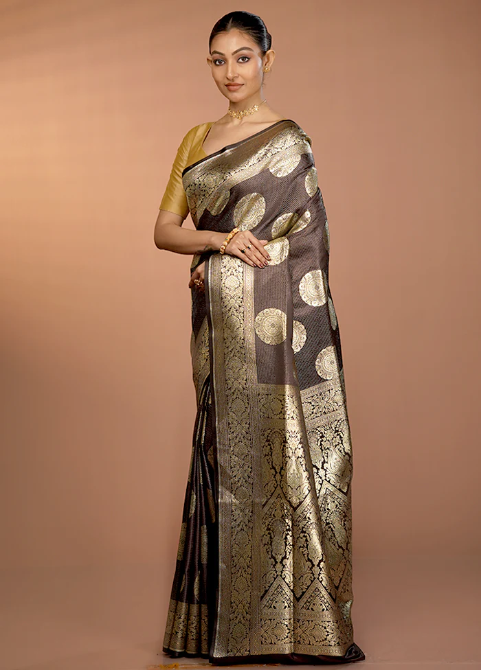 Blue Banarasi Silk Saree With Blouse Piece - Image 4