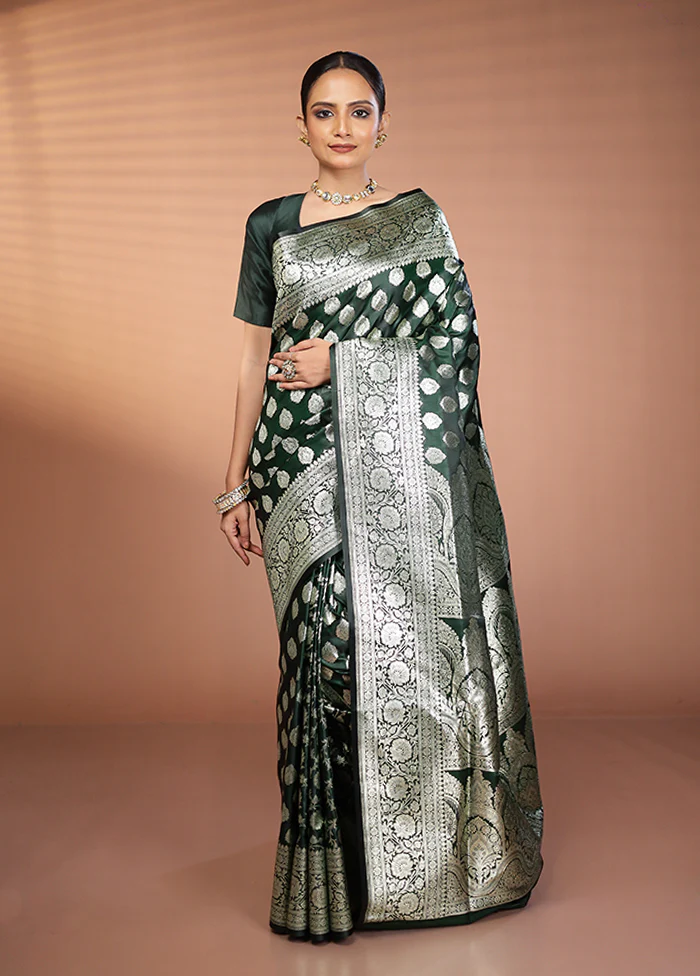 Blue Banarasi Silk Saree With Blouse Piece - Image 2