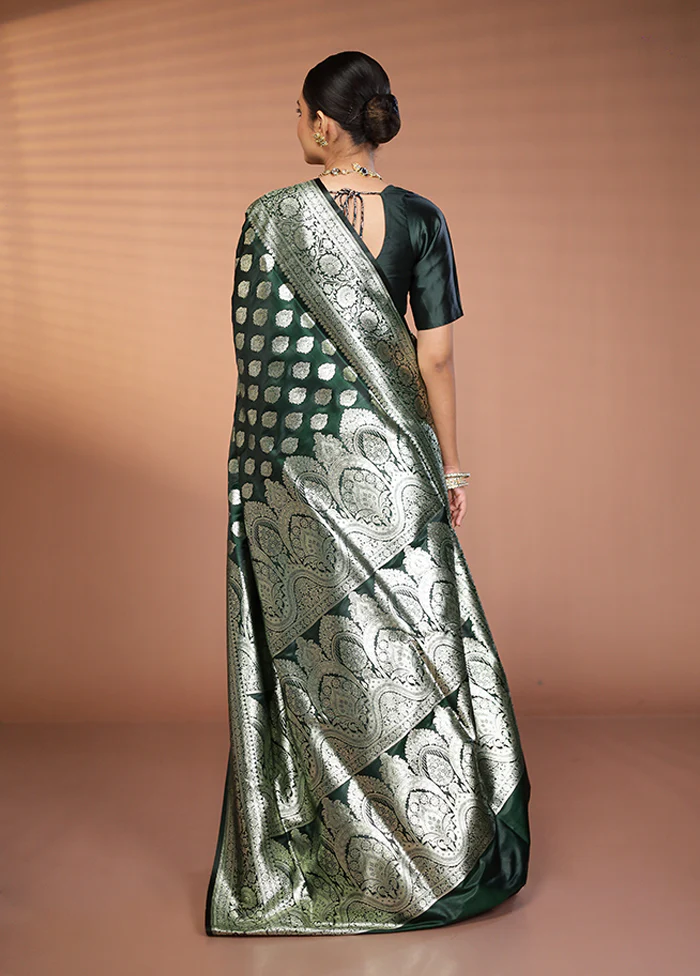 Blue Banarasi Silk Saree With Blouse Piece - Image 3
